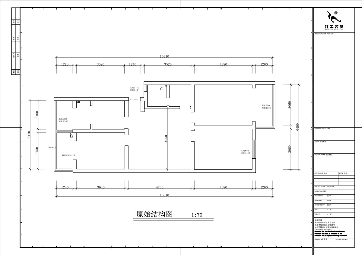 蒋琛｜金舟花园4-3-806-100㎡-现代简约风格｜3室2厅1卫｜老房装修｜定制家｜全包12万｜00_01原始结构图